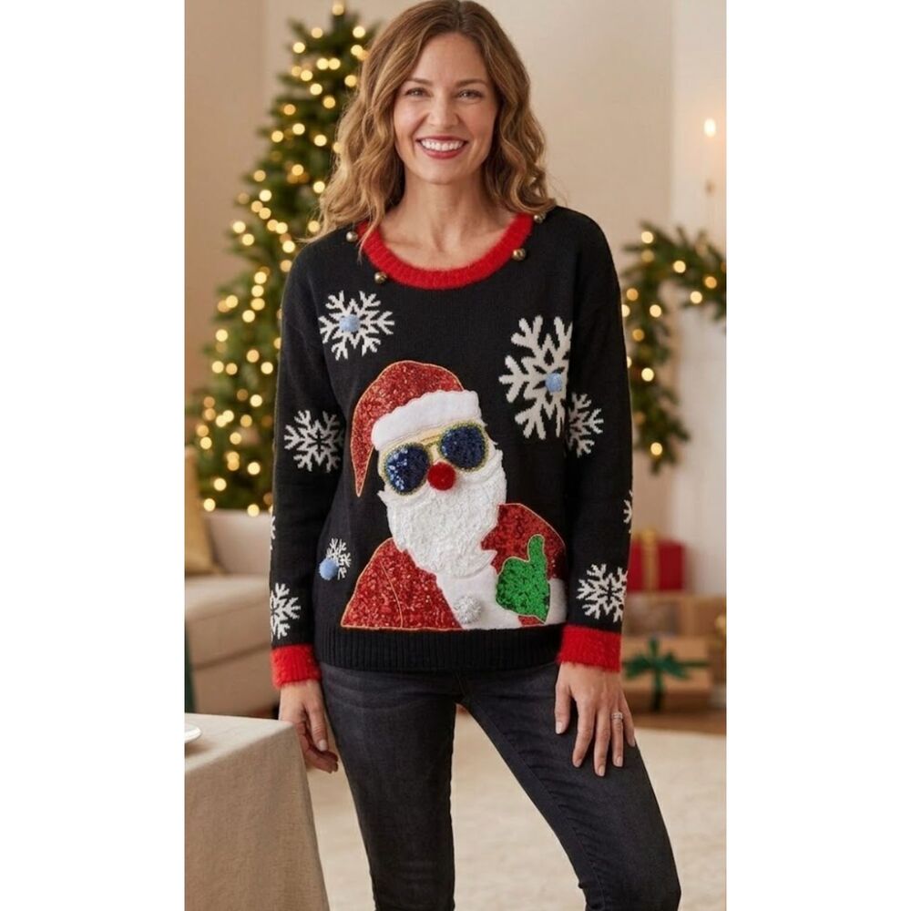 Celebrate Together Crewneck Santa Clause Christmas Sweater Women’s Size Medium